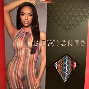 Multi Color Mess Halter Minidress